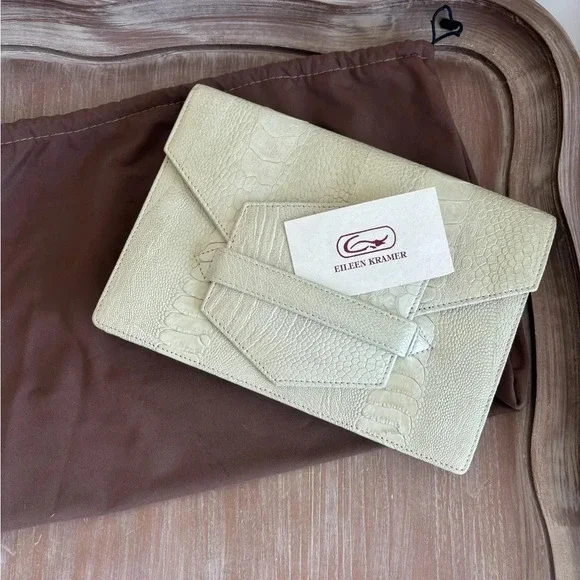 Eileen Kramer Genuine Ostrich Leather Clutch - Picture 1 of 7